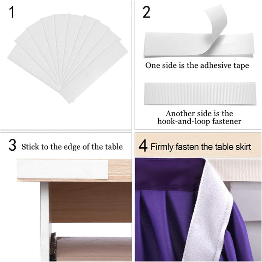 6ft Purple Table Skirt for Rectangle Tables Polyester Table Skirt Desk Skirts Ruffle Table Skirt Cloth for Birthday Party Banquet Purple Theme Party Wedding Bridal Shower Table Skirts