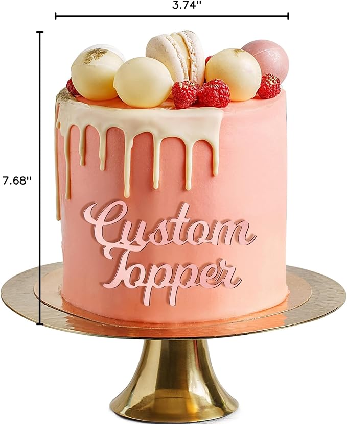Personalized Cake Topper for Birthday Wedding with Any Text Numbers Mirror Acrylic Cake Toppers Cake Decoration for Birthday Anniversary Baby Shower Graduation (Rose Gold)