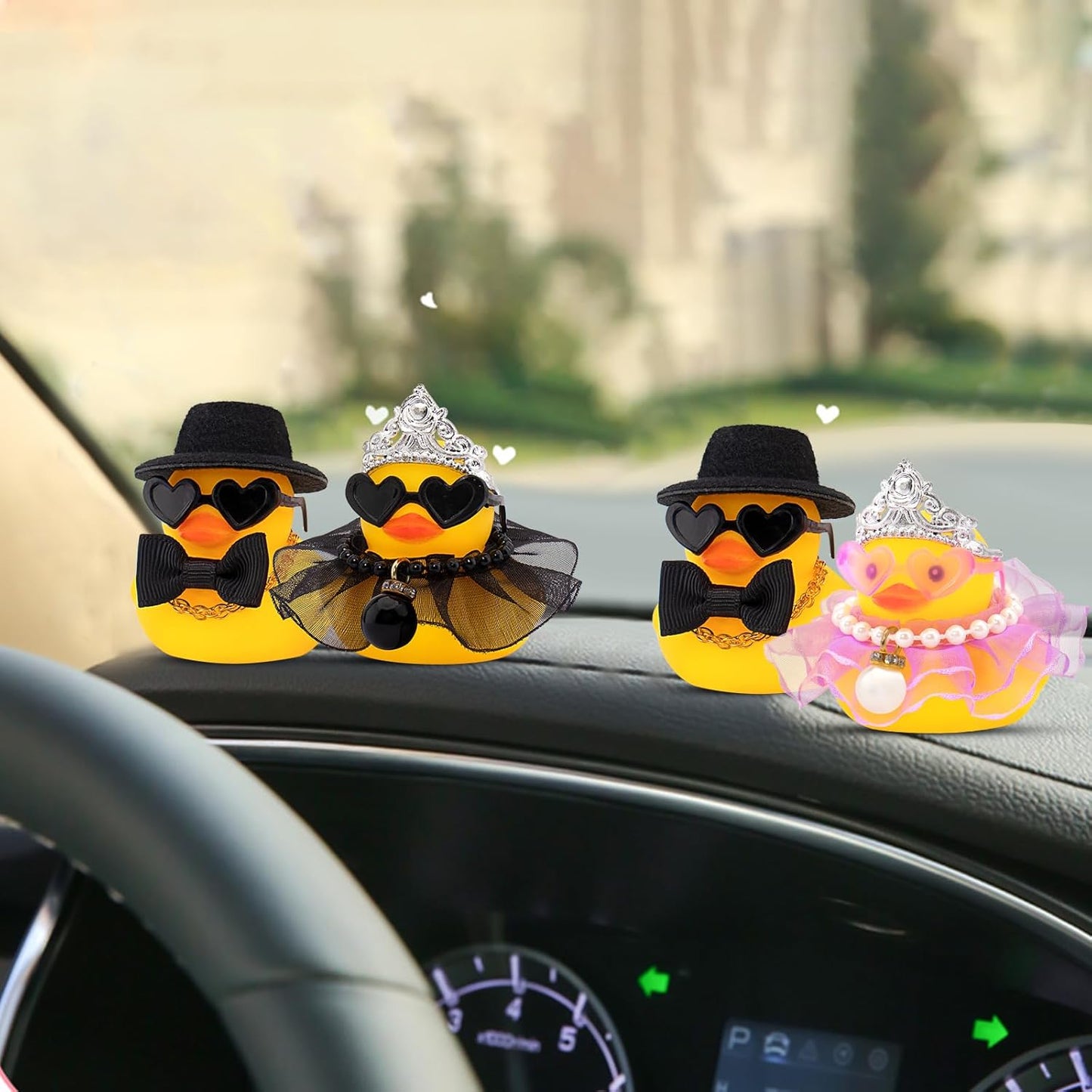 wonuu Pair Set of 2 Bride and Groom Rubber Ducks for Wedding Favors, Party Favors, Ceremony Gift Set, Marriage Souvenir, Marry Blessings, Aniversary Present, Black Dress&Soft Top Hat