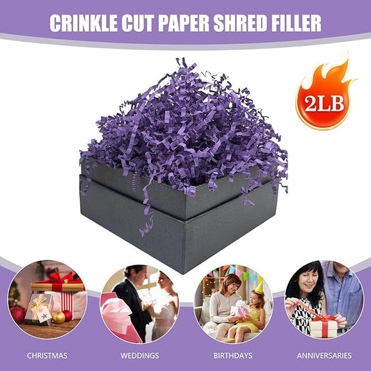 Tisspoms Deep Purple Crinkle Cut Paper Shred Filler, 2 LB Basket Filler Shredded Paper, Confetti Stuffing for Basket Filling, Halloween, Thanksgiving, Christmas Gift Wrapping, Stuffer Party Supplies