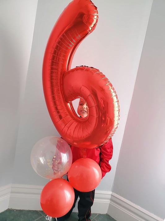 Balloon Numbers 40 Inch 5 Ballon for 5th Birthday Decorations, 15 25 35 50 Big Red Number Balloons for Wedding Photo Shoot Party Decor