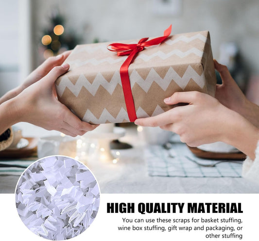 ZEBMOON 1 LB White Crinkle Cut Paper Shred Filler Great for Gift Wrapping, Basket Filling, Birthday, Wedding, Halloween, Thanksgiving, Christmas Day, New Year Party Decorations Filling Supplies