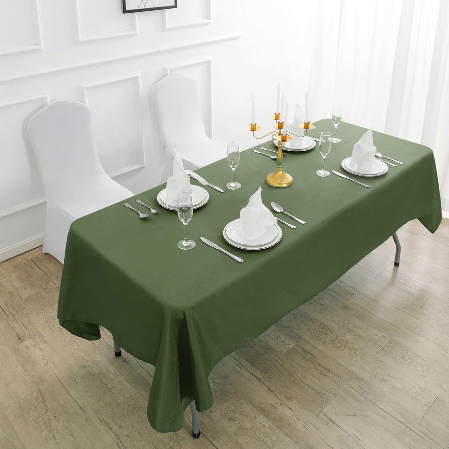 Rectangle Tablecloth 90x156 inch Washable Polyester Fabric Table Cloth for Wedding Party Dining Banquet Decoration(90x156, Willow)