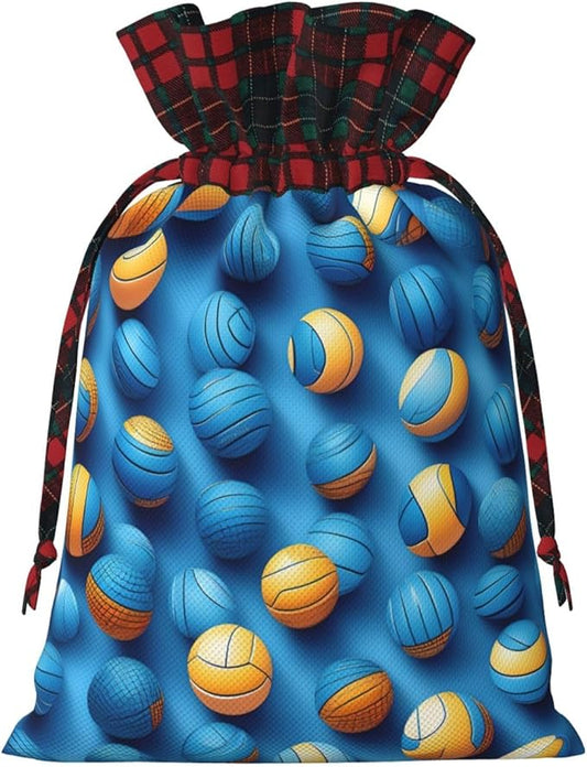 PULaif Blue Volleyball Christmas Drawstring Gift Bags, Large Size Christmas Bags For Gifts Party Favors, Xmas Gift Bags