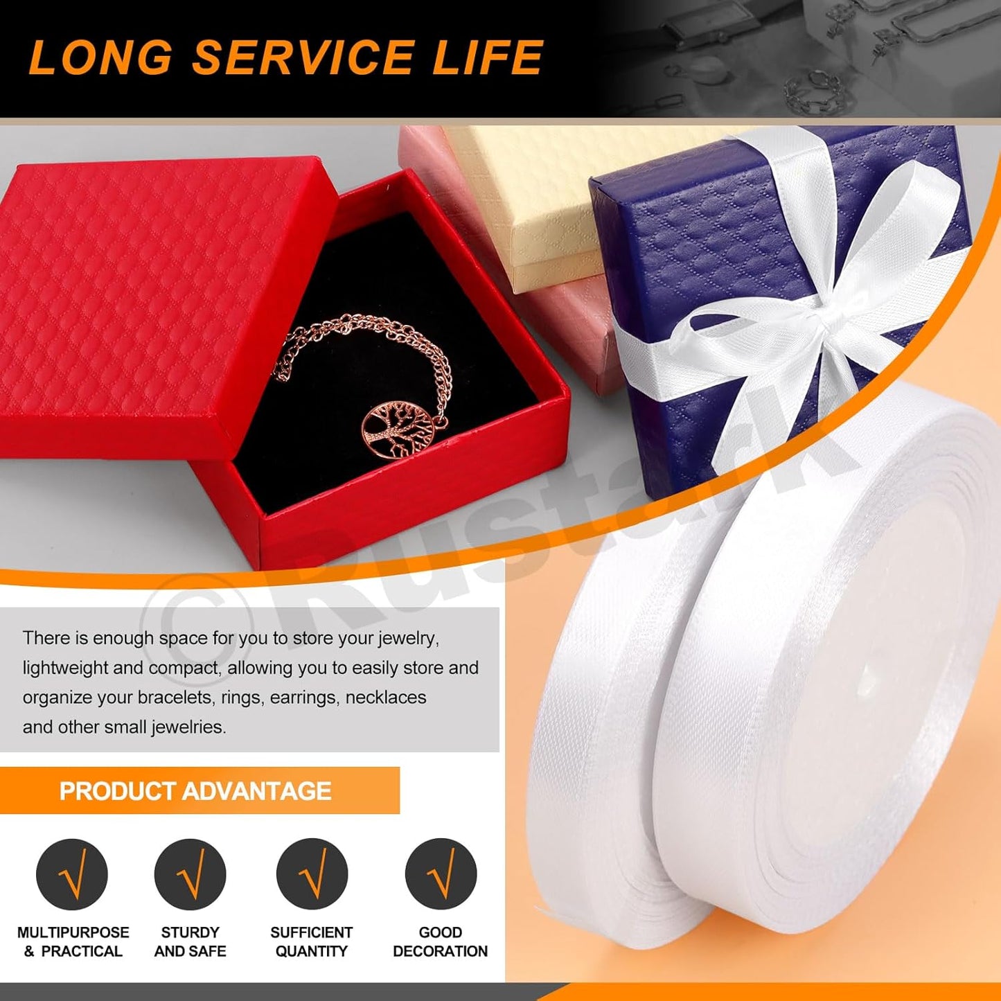 17Pcs 7.5x7.5x3cm / 3x3x1 Inch Dark Beige Cardboard Jewelry Gift Boxes with Stain Ribbon and Scissor, Small Gift Box with Lid for Necklaces, Rings, Bracelets, Earrings, Pendant, Jewelry