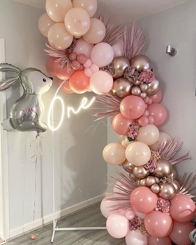 Rose Gold and White Balloons Garland Arch Kit, 162pcs Metallic Rose Gold Nude Pink White and Confetti Balloons for Valentines Day Wedding Bridal Shower Baby Shower Birthday Party Decorations