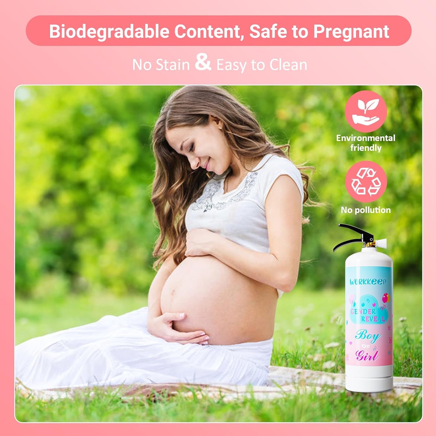 Giant Gender Reveal Fire Extinguisher Color Blasters: 2 Pcs Pink Blaster Only for Baby Girl with Pink Smoke suitable Gender Reveal Party Decorations - Blasts 20+ Feet (Pink)