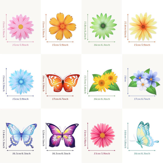36 Pcs Butterfly Flower Party Decoration Hanging Swirl Streamer Hanging Ceiling Paper Flora Butterfly Decoration for Summer Spring Wedding Home Garden Girl Birthday Baby Shower Tea Party