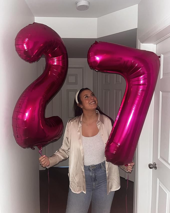 Hot Pink Number 7 Balloon 40 Inch, 7th Birthday Party Decorations for Children, Giant 7 Foil Balloon for Party Supplies