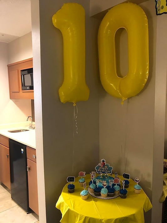 Number 0 Balloons 40 Inch Yellow Number Balloons for 10 20 30 40 50 60 70 80 90 100 Numbers Balloon Birthday Decorations Wedding Event Baby Shower
