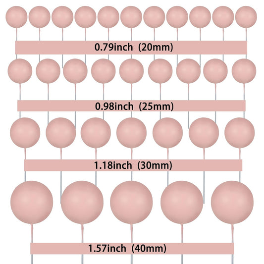 Gyufise 30Pcs Balls Cake Toppers Ball Cake Picks Foam Ball Shaped Cupcake Toppers Mini Balloons Baby Shower Cake Decorations for Wedding Enaggement Bridal Shower Birthday Party Supplies Dark Nude