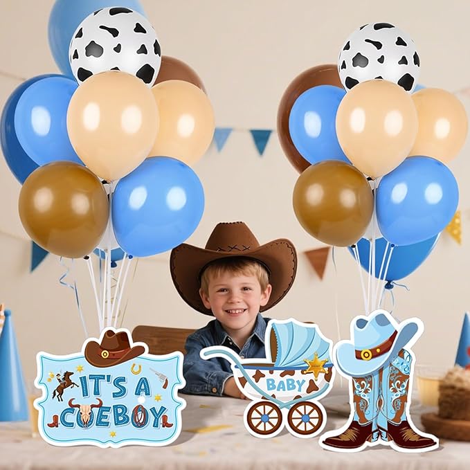 6 Sets Cowboy Baby Shower Balloon Stand Kit for Table My First Rodeo Balloon Stand Kit Western Themed Centerpiece Decorations for Cowboy Birthday Baby Shower Topper Party Supplies