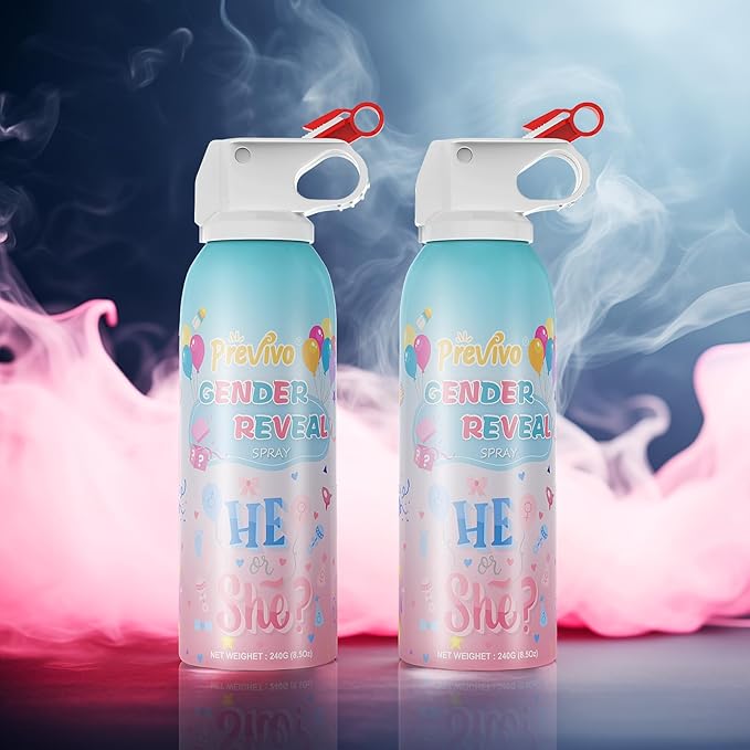 Reveal Fire Extinguisher Set -Gender Reveal Color Smoke Powder Spray - 100% Biodegradable Party Supplies- For Memorable Baby Gender Reveal Decorations & Ideas(Pink)