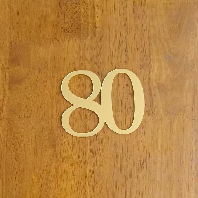 Acrylic Number 80 Cake Topper, 80th Birthday Cake Topper, 80th Anniversary Party Decor, Cheers to 80 Years Decorations