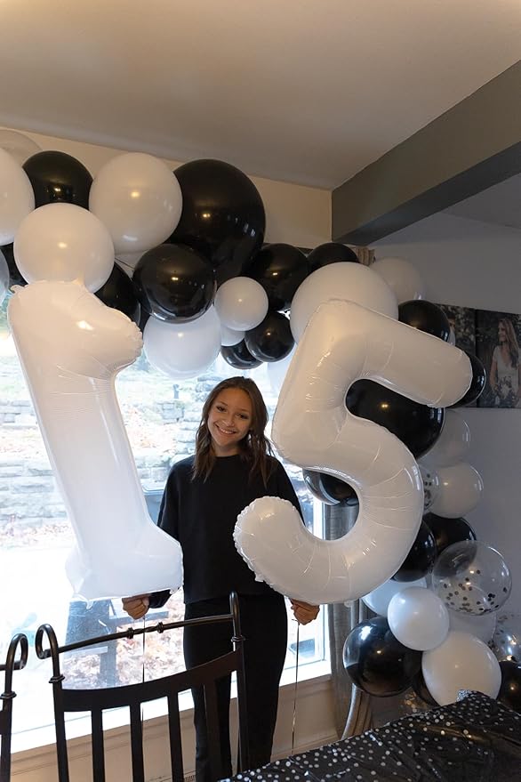White 9 Balloon, Translucent Number Balloons 40 Inch, 9th Giant Birthday Decorations for Boys Girls, 19th 29th White Party Decorations Supplies, Number 9 Balloon