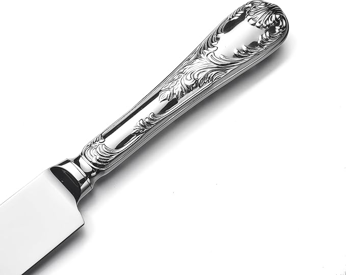 OTW PAVILION 2 Piece Wedding Cake Server Set,18/10 Stainless Steel Dessert Set Pie Server Cake Cutter Knife for Birthday,Anniversary,Holiday,Baby Shower,Party (Versailles, Stainless steel-V)
