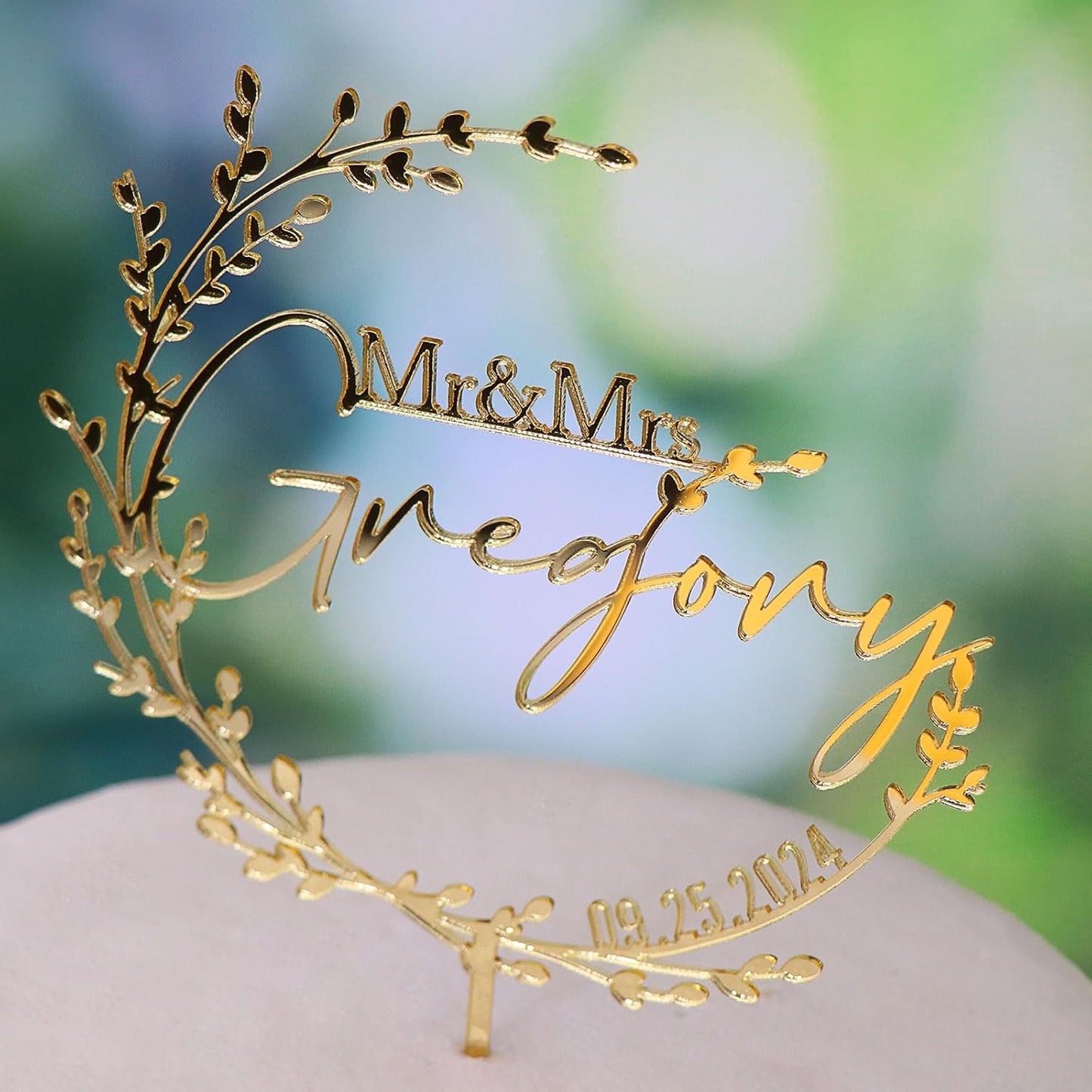 Wedding Cake Toppers,Custom Cake Topper Wedding Bride and Groom,Personalized 16 Colors Anniversary Mr and Mrs Cake Decoration