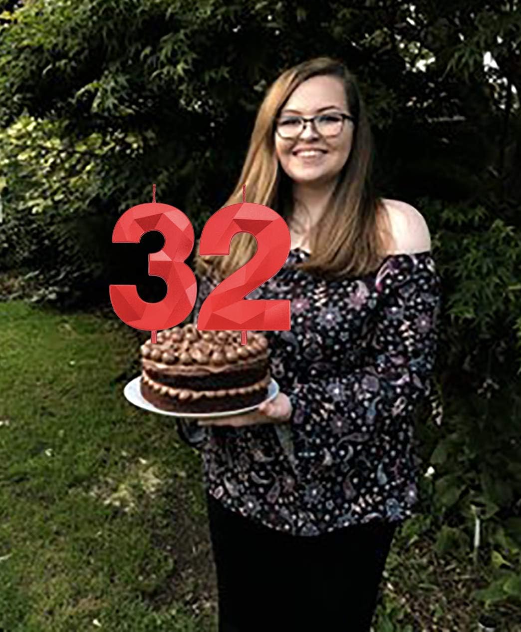 2.75in Tall 3D Diamond Shape Bright Red 3 Candles, Red Color Happy Birthday Cake Toppers Decorating and Celebrating for Adults/Kids Party/Family Baking (Bright Red Diamond Shaped 2.75in Number 3)