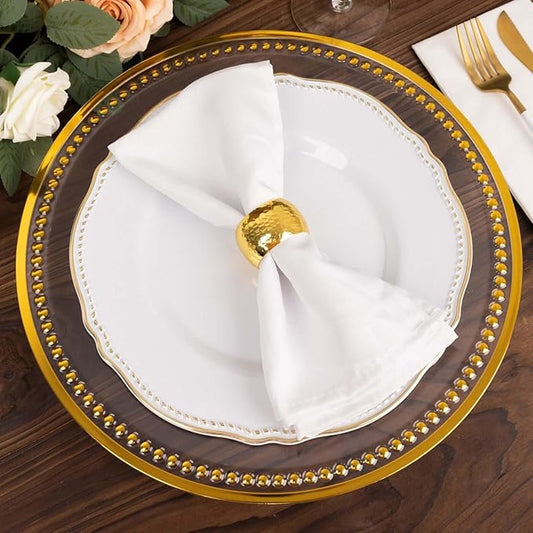 Efavormart 6 Pack 13" Beaded Gold Clear Acrylic Charger Plate, Plastic Round Dinner Charger Event Tabletop Decor