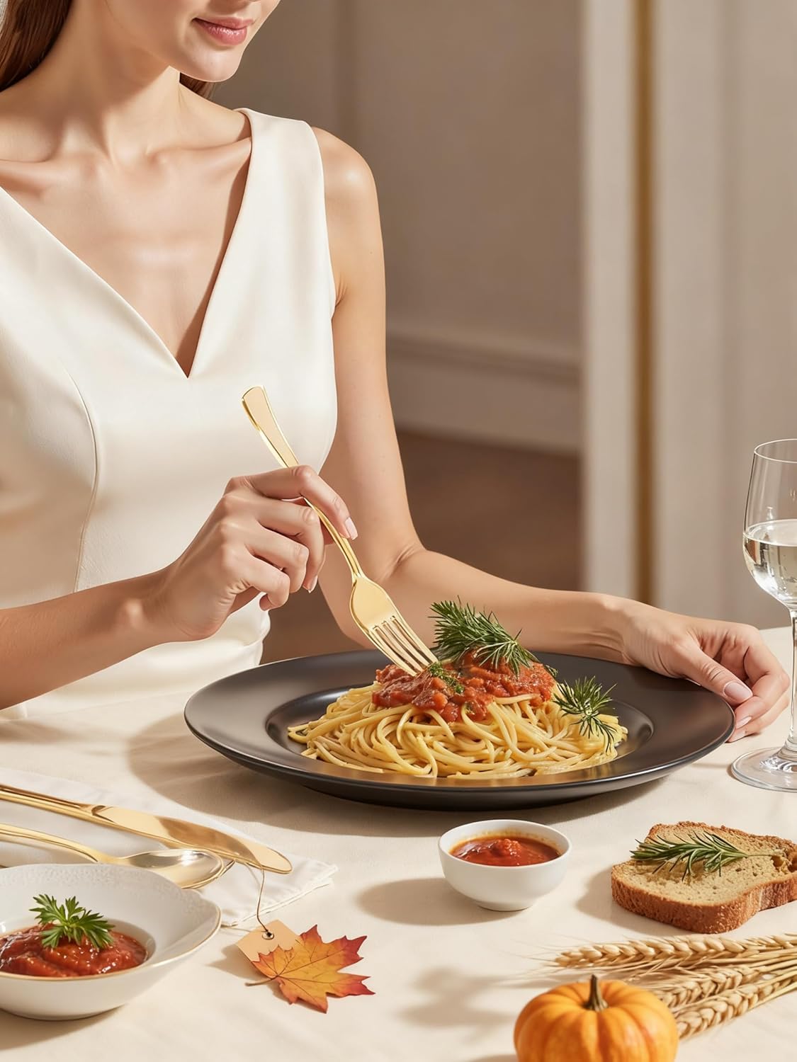 WDF 100 Pcs Gold Plastic Forks Heavy Duty - BPA-FREE, Sturdy&Durable Forks Disposable 7.4inch - Elegant Gold Forks for Dessert, Durable Plastic Cutlery for Thanksgiving Party, Wedding or Daily Using