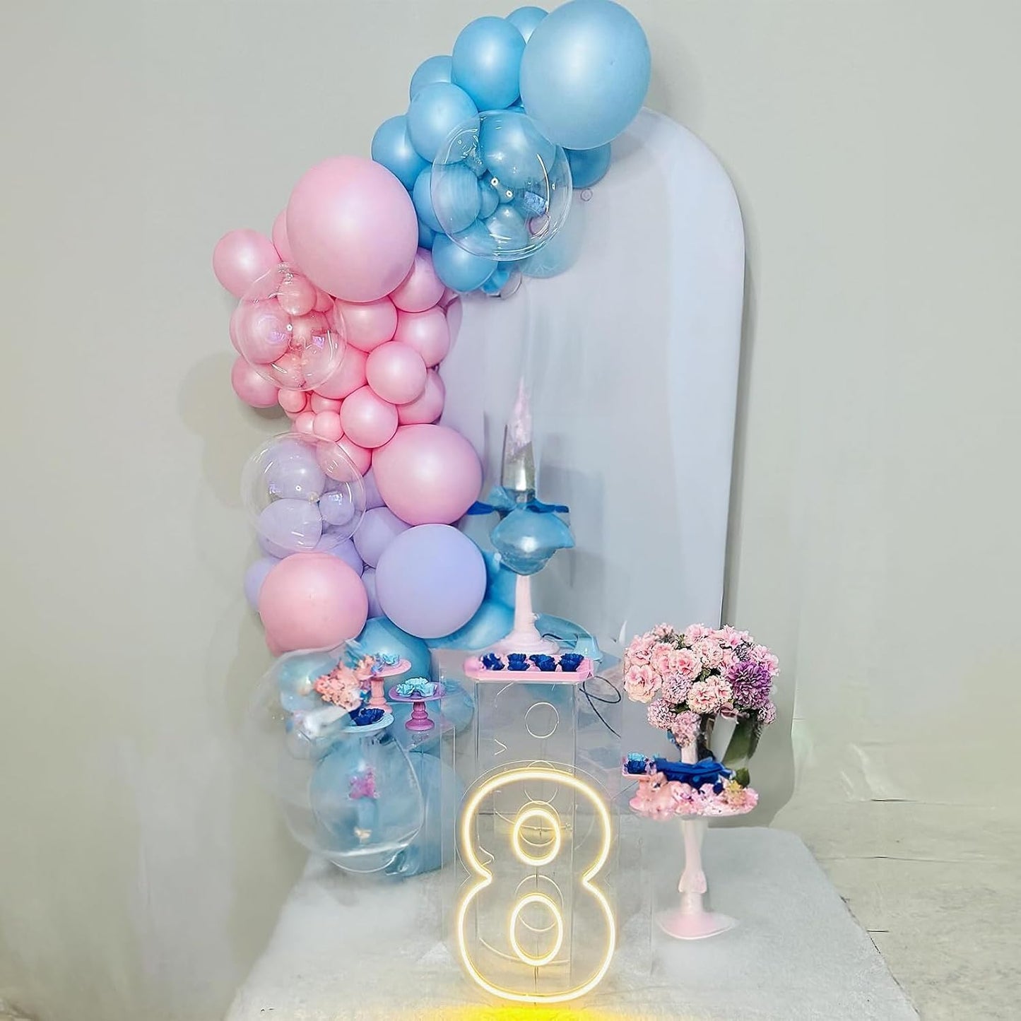 Pink Purple Blue Balloon 60Pcs 12 Inch Metallic Pastel Balloon Iridescent Pearl Pink Blue Purple Party Balloons for Girls Mermaid Snowflake Princess Birthday Baby Shower Party Decoration