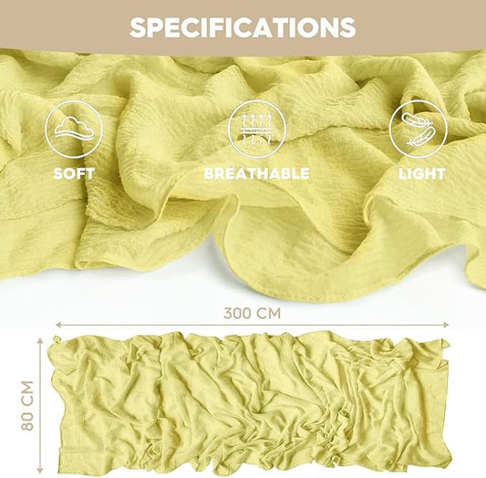 Artoid Mode Boho Light Yellow Gauze Wedding 6Pcs Table Runner, 120 Inch Seasonal Fabric Kitchen Dining Holiday Table Decor for Home Party Indoor