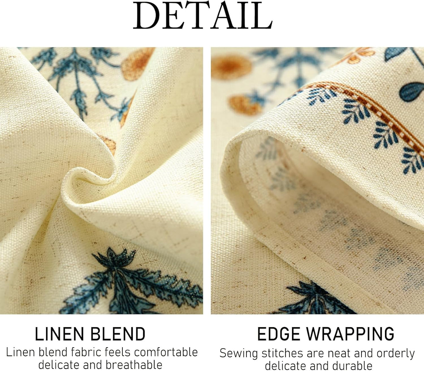 ISAENNE Designer French Pale Yellow Long Tablecloth Rectangle,Linen Floral Table Cloth,Wrinkle Resistant Decor Tablecloths for Dining Thanksgiving Banquet Kitchen Party,63"*94"-Estevan A