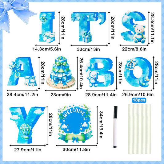 EASY JOY 9PCS Its A Boy Yard Sign Its A Boy Yard Signs with Stakes Blue It's A Boy Baby Shower Yard Sign for Gender Reveal Outdoor Garden Lawn Party