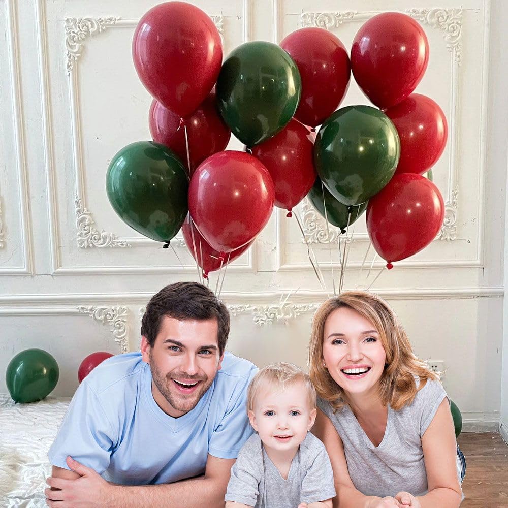 100pcs Dark Green Balloons Latex Party Balloons 18 inch +12 inch +10 inch +5 inch for Christmas Green Balloon Birthday Party Baby Shower Decoration