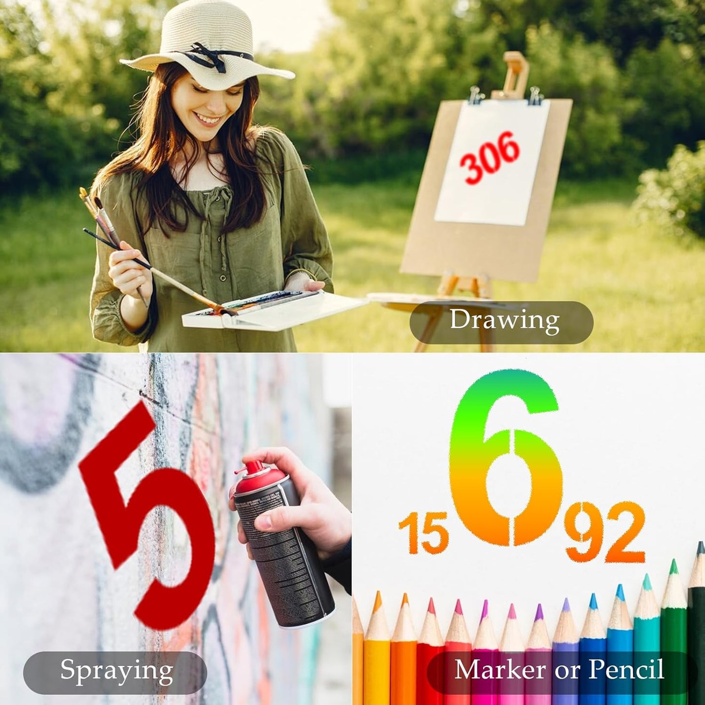 Plastic Number Stencils 8 Inch Reusable Digital Painting Templates Stencils 0-9 for Cake, Address Number, Painting, Mailbox Signs, Road Parking