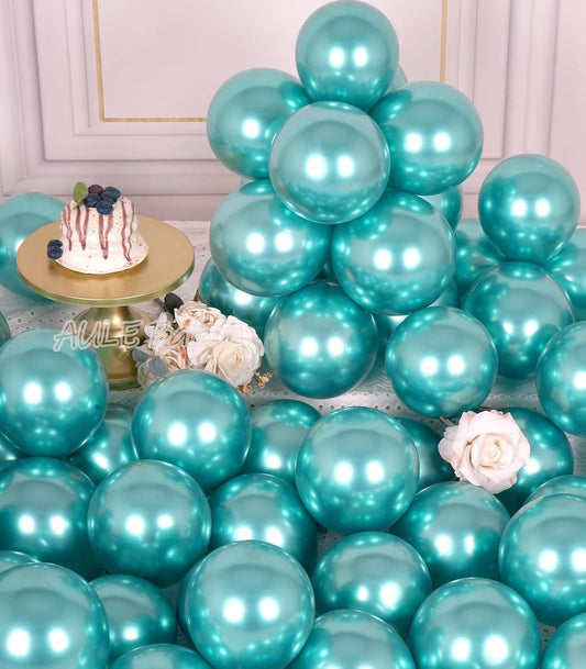 AULE Metallic Green Balloons 5 inch 50 Pcs Teal Green Latex Balloons Chrome Helium Shiny Thicken Balloon Perfect Party Decoration for Wedding Birthday Baby Shower Graduation Christmas Carnival