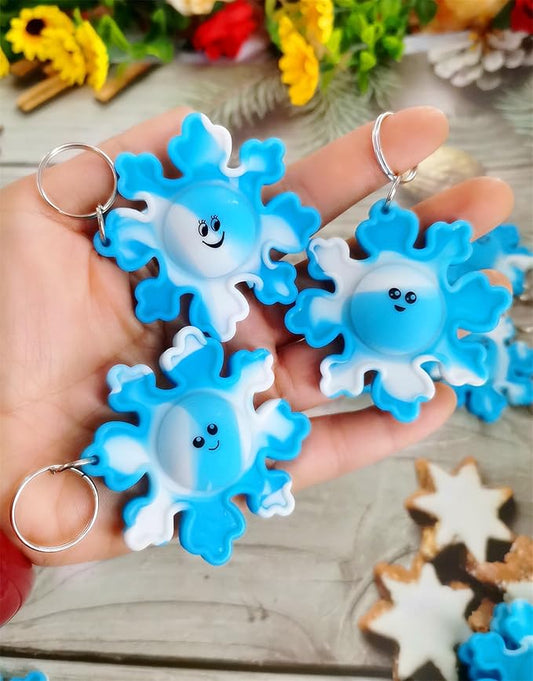 24 Packs Bulk Winter Snowflake Mini pop Fidget Gifts for School Christmas Holiday Kids Party Favors and Classroom Students Prizes