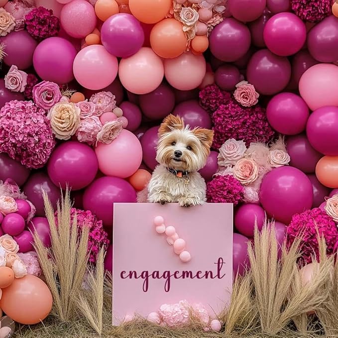 Hot Pink Balloon Arch Kit, Double Stuffed Dark Pink Peach Balloon Garland Fiesta Magenta Balloons Set for Valentine's Day Mother Birthday Bridal Shower Wedding Bachelorette Party Decorations