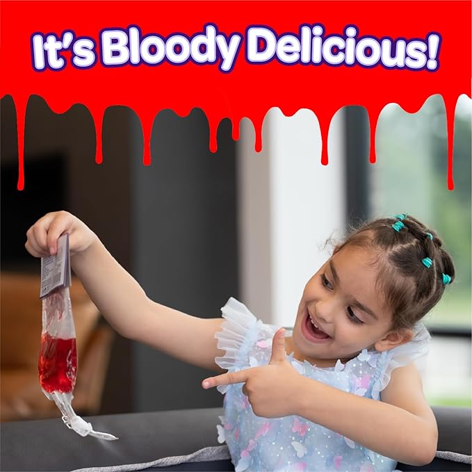 Edible Fake Blood for Drinks - Vampire Accessories- 12 Pack Halloween Blood Bags for Drinks, Spooky Party Decorations & Vampire Decorations