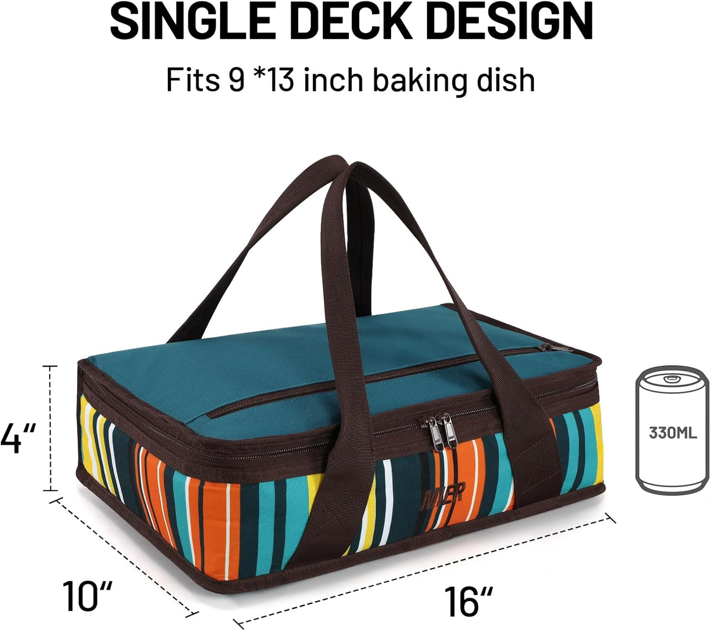 MIER Insulated Casserole Carrier for Hot or Cold Food Thermal Food Carrier Bag for Lasagna Potluck Parties Picnic Cookouts, Fits 9"x13" Baking Dish/Foil Pan, Blue