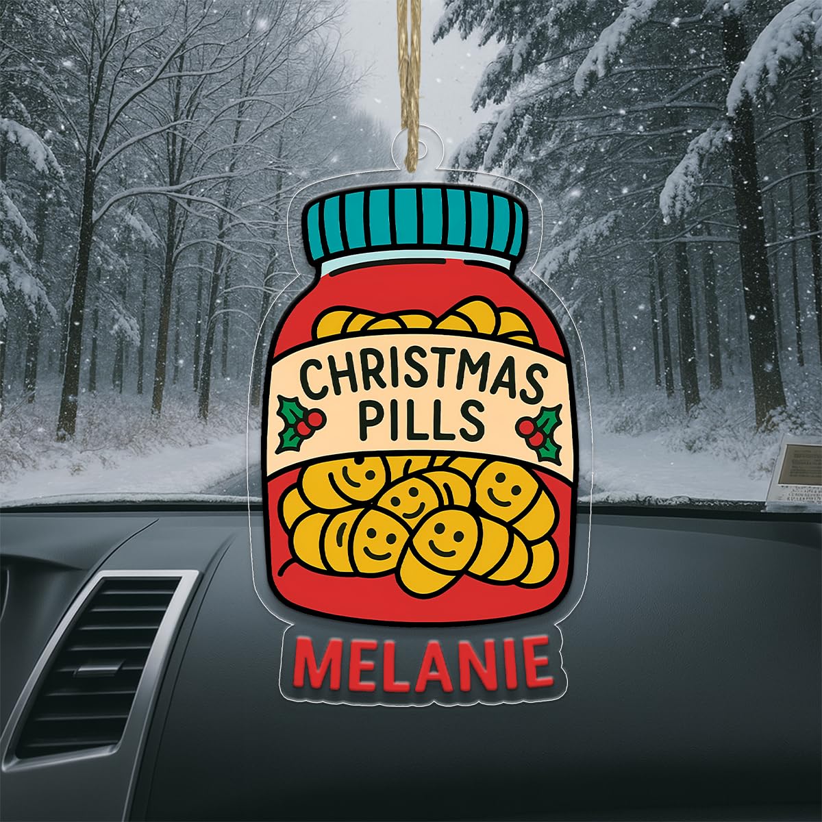 Personalized Happy Christmas Pill Ornament, Custom Funny Christmas Ornament, Humor Gag Gift, Medicine Decor Acrylic Ornament – Personalized Christmas Tree Decoration, Custom