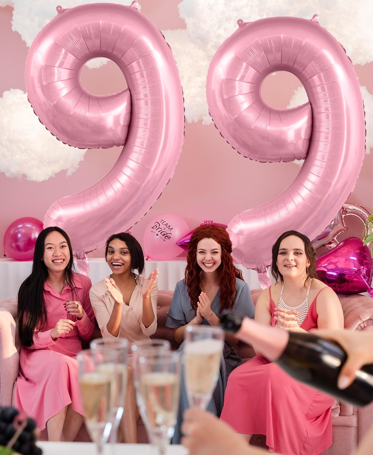 Smlpuame Pastel Pink 7 Balloons, 40 Inch Large Light Pink Foil Number Balloons 0-10, Self-Sealing 7th Birthday Balloon for Girls Women Anniversary Baby Shower Princess Party Decorations Supplies