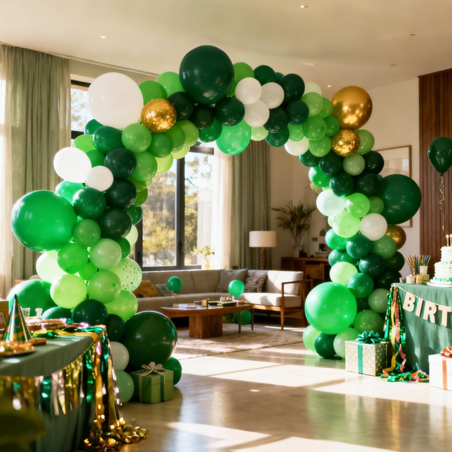 RUBFAC 129pcs Green Balloons Different Sizes 18 12 10 5 Inch Green Latex Christmas Balloon Garland Arch for Masquerade Party Decorations Birthday Baby Shower Wedding Party Supplies