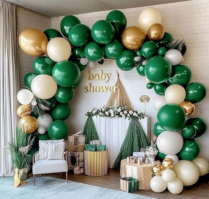 Dark Green Balloons Double Stuffed Emerald Forest Green Balloon Arch Different Sizes 18/12/5in Metallic Balloons for Jungle Birthday Baby Shower Graduation St Patricks Day Decorations
