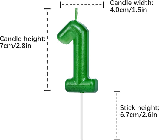 Green Number 1 Birthday Candles, Cake Toppers for Birthday/Baby Shower/Anniversary/Wedding Party Celebrating/Decorating. (Green Number 1)