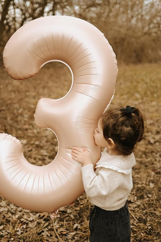 Light Brown 3 Balloon, Tan Number Balloons 40 Inch, Beige 3rd Birthday Decorations for Kids Girls Boys, Men Women Sandy Brown Party Supplies for Party Decorations, Khaki Number 3 Balloon