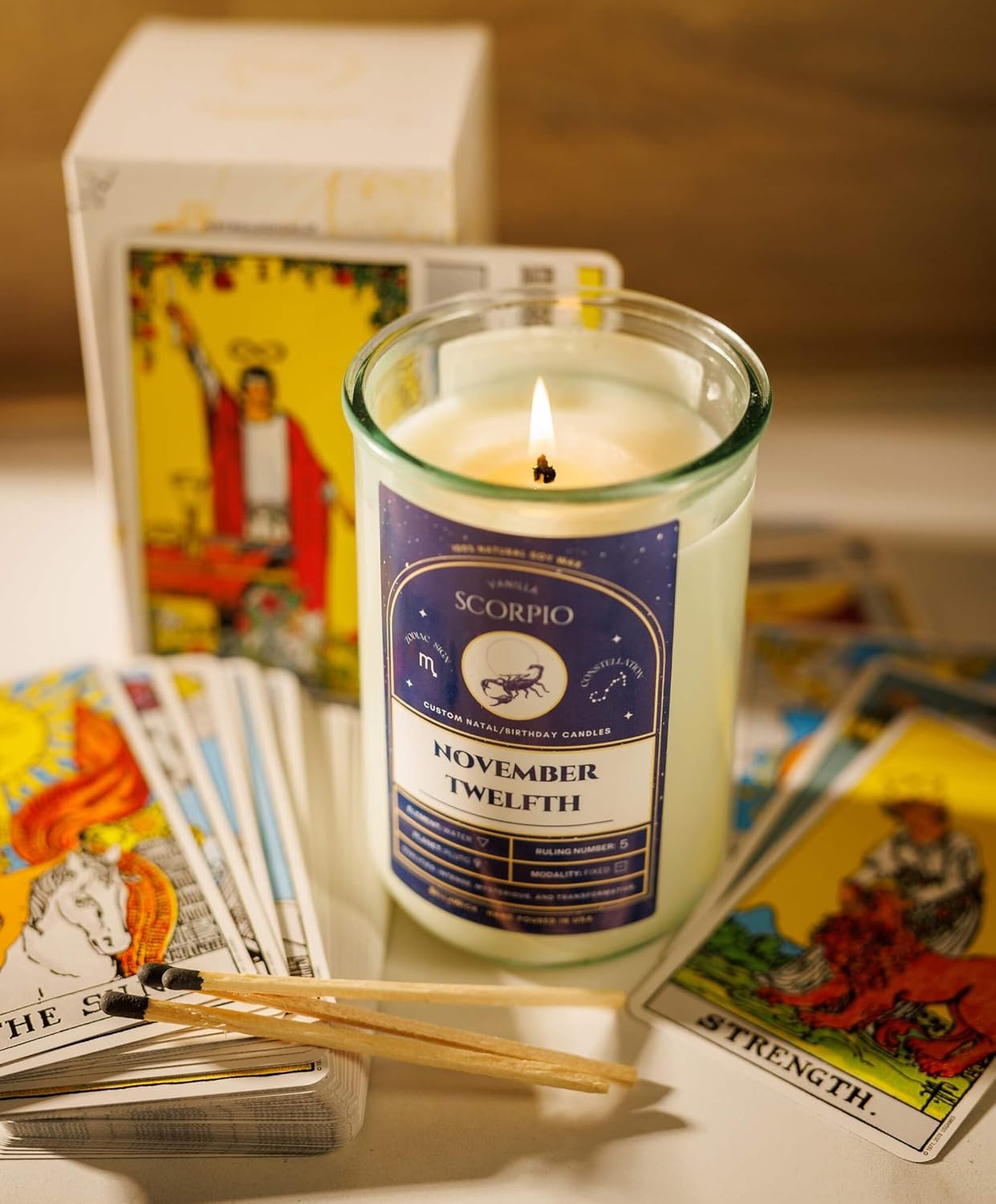 Birthday Candles - Custom Birthdate Astrological Zodiac Scented Candles. Astrology Gifts. All Natural Soy Wax. 75+ Hour Burn Time. Made in USA - April 26