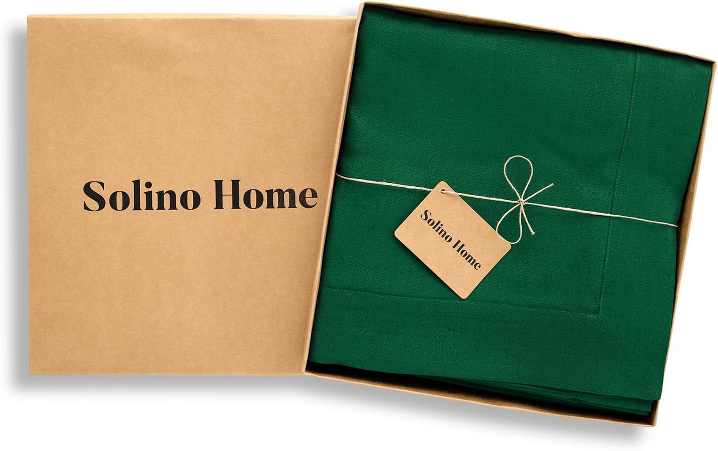 Solino Home Linen Tablecloth for Rectangle Tables 60 x 108 Inch - 100% Pure Linen Christmas Green Table Cloth - Fete, Machine Washable Cloth Tablecloth for Thanksgiving