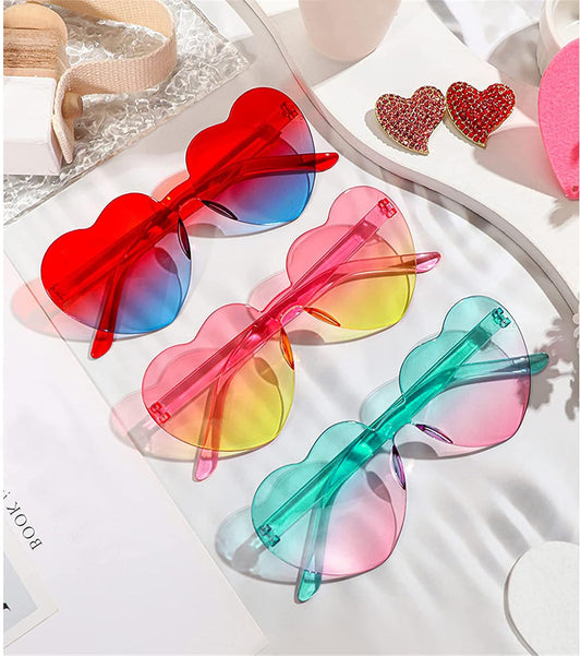 Heart Shaped Rimless Sunglasses 12Pack, Bachelor Party Cool Colorful Funky Sunglasses
