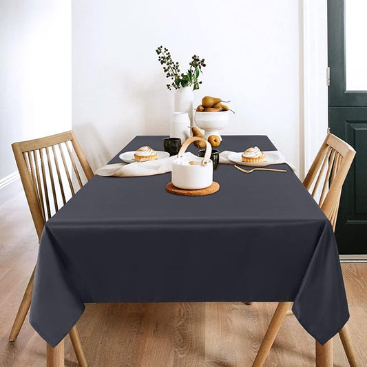sancua 2 Pack Dark Grey Tablecloth 60 x 120 Inch, Rectangle 8 Feet Table Cloth - Stain and Wrinkle Resistant Washable Polyester Table Cover for Dining Tables, Buffet Parties and Camping
