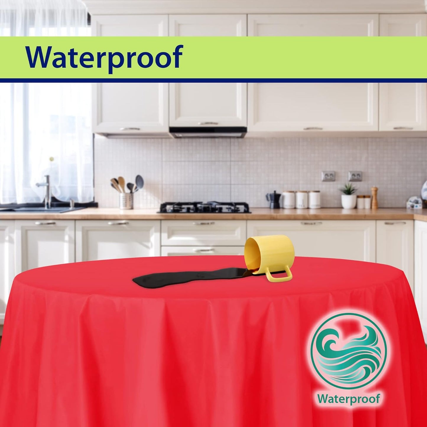 Red Disposable Plastic Tablecloth for Round Tables (12 Pack) 84 inches Table Cloths for Parties, Events & Weddings, Indoors & Outdoors, Plastic Table Cover