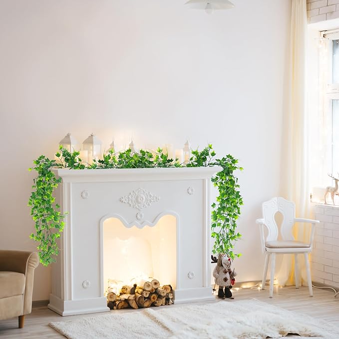 3 Pack Fake Vines Ivy Vines Plante Artificielle Interieur Greenery Garland Bedroom Decor Aesthetic Garland For Room Wall Kitchen Garden Outdoor Bathroom Dorm Wedding Courtyard Party Decorations(Green)