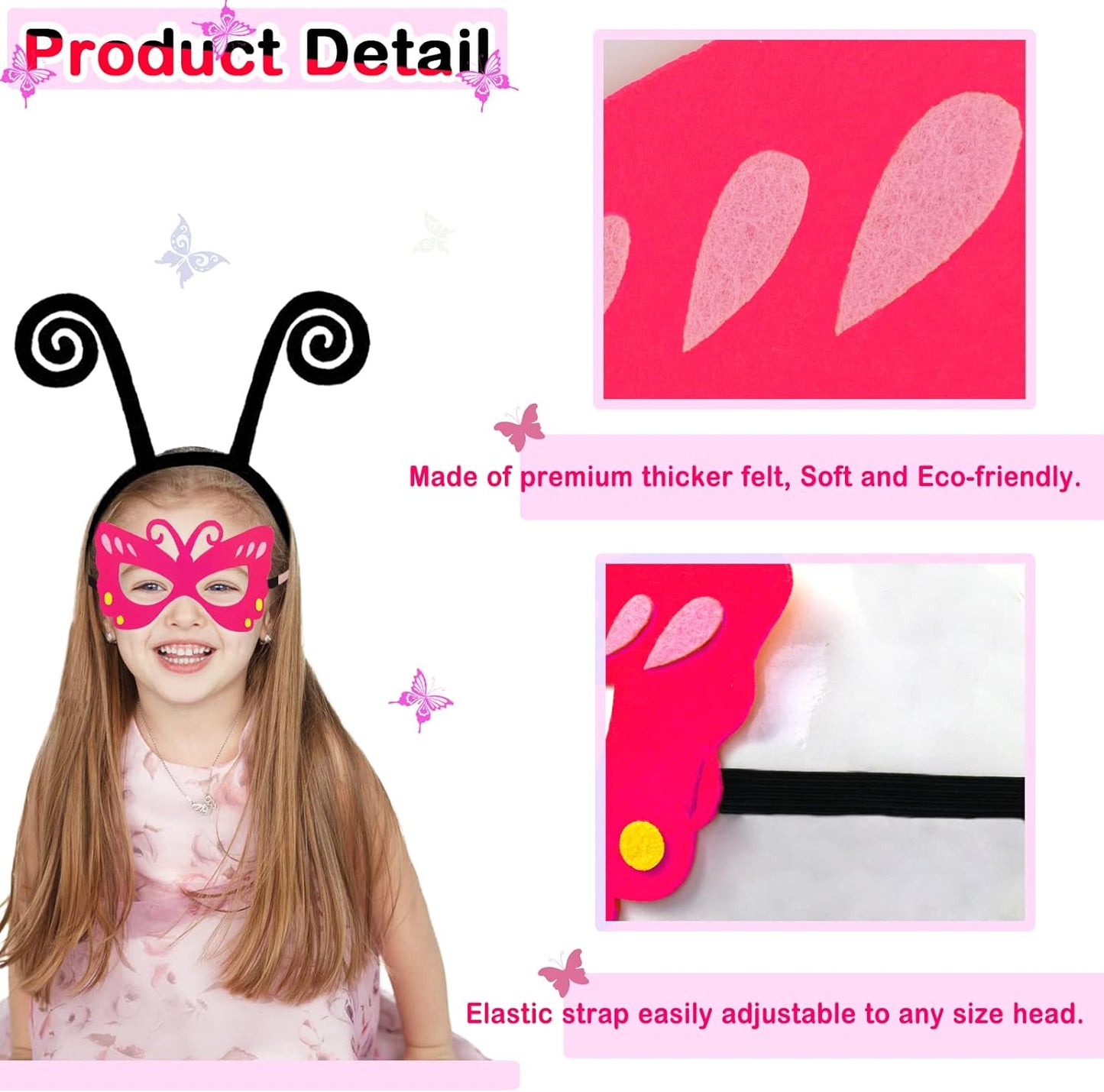 Kids Butterfly-Wings Costume for Girls Fairy-Wings Toddler-Dress-Up Headband-Mask Butterfly Toys Party Favors Gifts