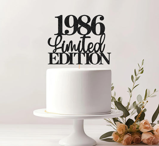 Limited EDITION 1986 Cake Topper - Black Glitter Happy 39th Birthday Party Cake Decoration Supplies, Cheer to 39 Years Cake Bunting Decor for 39th Birthday Party Photo Booth Props