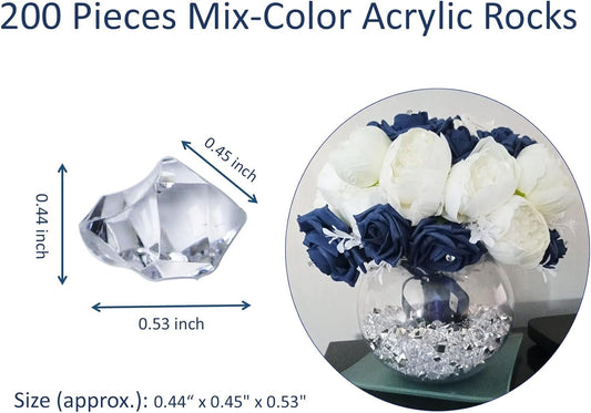 Pack of 200 Decorative Acrylic Crystal Gems, Multi-Green Colors Ice Rocks, Reusable Acrylic Crushed ice Rocks for Home Décor